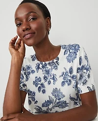 Ann Taylor Toile Modern Sweater T-Shirt Size Medium Night Sky B Women's