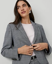 Ann Taylor The Newbury Blazer in Houndstooth Size 6 Night Sky Women's