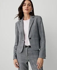 Ann Taylor The Newbury Blazer in Houndstooth Size 6 Night Sky Women's
