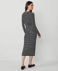 Ann Taylor Petite Weekend Collection Striped Henley Knit Column Dress Size XS Black Women's