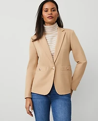 Ann Taylor The Petite Hutton Blazer in Ponte Size 6 Cafe Au Lait Women's