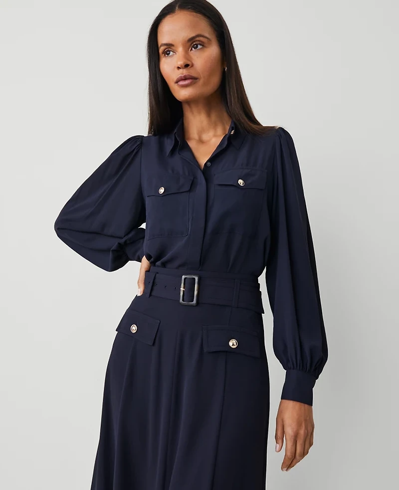 Ann Taylor Petite Utility Shirt Size 2XS Night Sky Women's