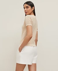 Ann Taylor Wavy Stitch Scalloped Sweater T-Shirt Women's
