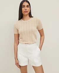 Ann Taylor Wavy Stitch Scalloped Sweater T-Shirt Women's
