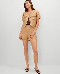 Ann Taylor Side Zip Shorts Metallic Tweed Karat Gold Women's
