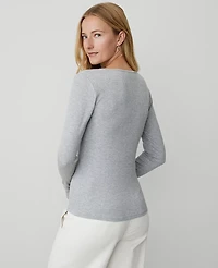 Ann Taylor Weekend Collection Henley Top Misty Heather Women's