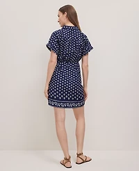 Ann Taylor Weekend Collection Petaled Wrap Shirtdress Blue Women's