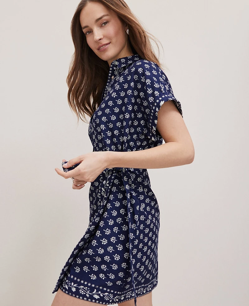Ann Taylor Weekend Collection Petaled Wrap Shirtdress Blue Women's