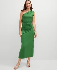 Ann Taylor One Shoulder Shirred Midi Dress Women's