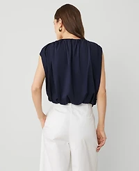 Ann Taylor Gathered Bubble Hem Top Size Large Night Sky Women's