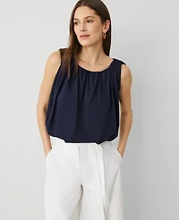 Ann Taylor Gathered Bubble Hem Top Size Large Night Sky Women's