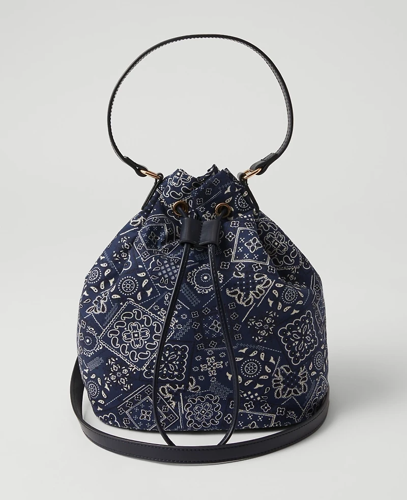 Ann Taylor Weekend Collection Bandana Bucket Bag Night Sky Women's