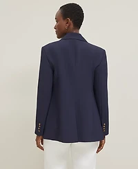 Ann Taylor Fluid Crepe Fitted Long Blazer Night Sky Women's