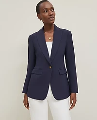 Ann Taylor Fluid Crepe Fitted Long Blazer Night Sky Women's