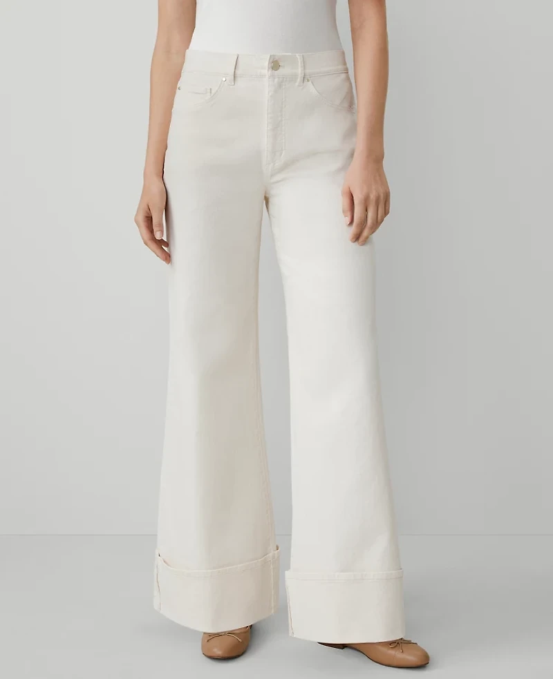 Ann Taylor The Petite Cuffed Palazzo Jean Ivory Women's