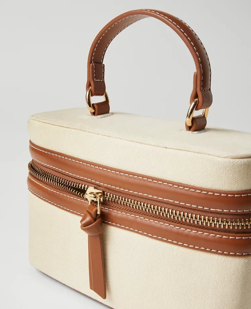 Ann Taylor Weekend Collection Canvas Jewelry Bag Natural Women's