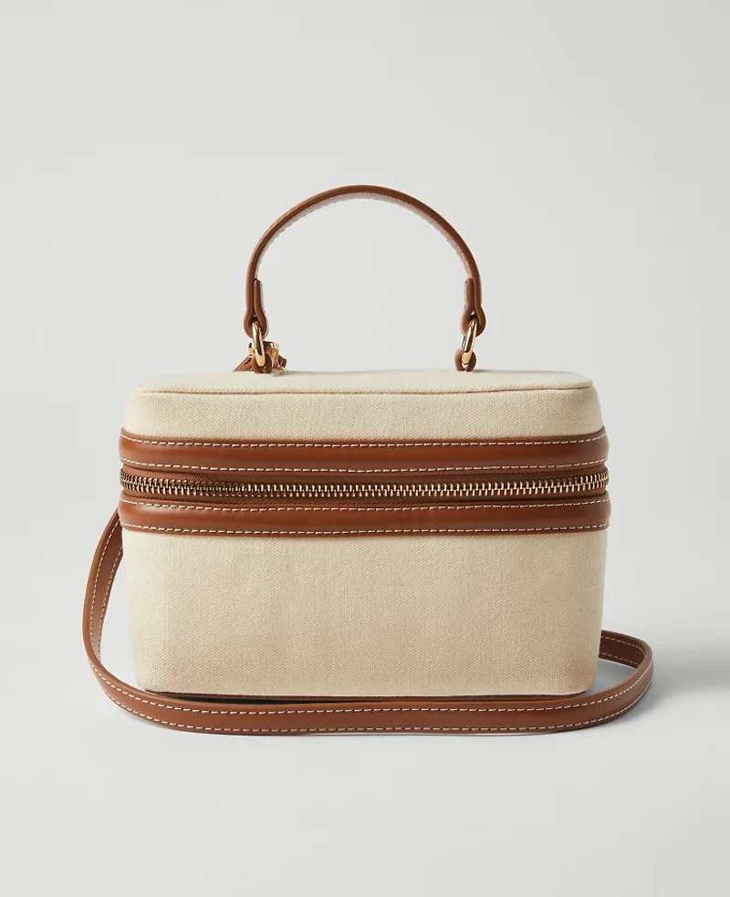Ann Taylor Weekend Collection Canvas Jewelry Bag Natural Women's