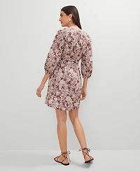 Ann Taylor Weekend Collection Floral Puff Sleeve Dress Apple Butter Women's