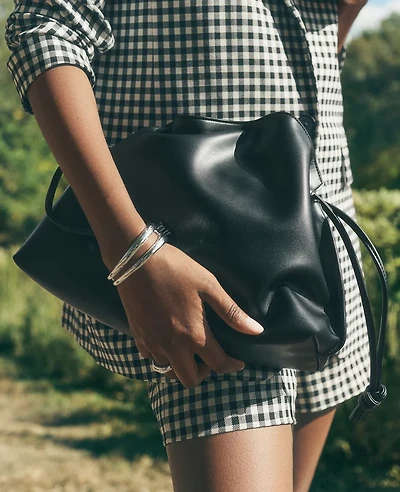 Ann Taylor Drawstring Faux Leather Clutch Bag Women's