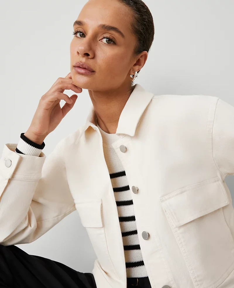 Ann Taylor Petite Weekend Collection Denim Jacket Ivory Women's