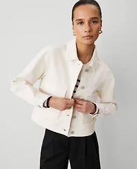 Ann Taylor Petite Weekend Collection Denim Jacket Ivory Women's