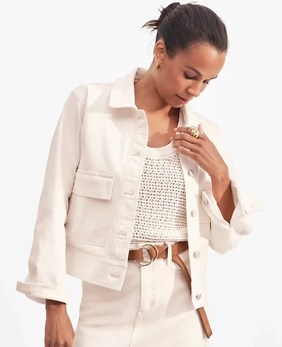 Ann Taylor Petite Weekend Collection Denim Jacket Ivory Women's