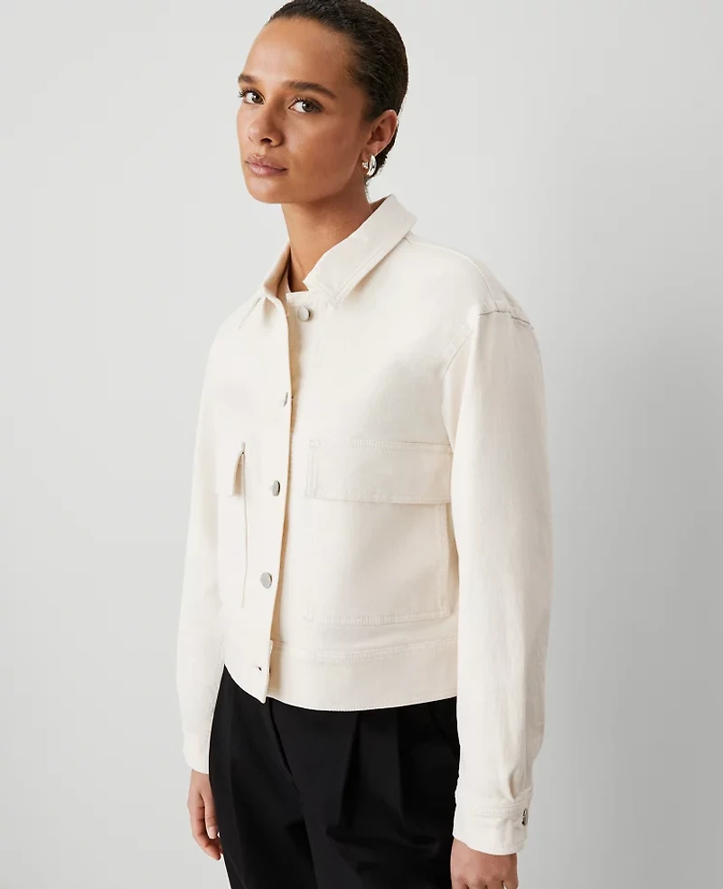 Ann Taylor Petite Weekend Collection Denim Jacket Ivory Women's