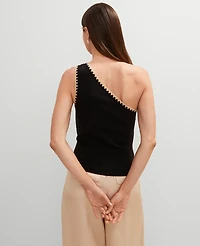 Ann Taylor Crochet Trim One Shoulder Top Black Women's