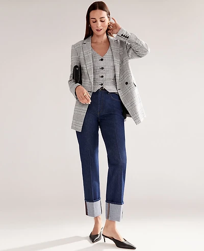 Ann Taylor The Petite Cuffed Straight Jean Size 12 Classic Rinse Wash Women's