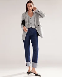 Ann Taylor The Petite Cuffed Straight Jean Size 12 Classic Rinse Wash Women's