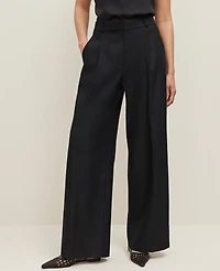 Ann Taylor The Wide-Leg Pant Linen Blend Black Women's