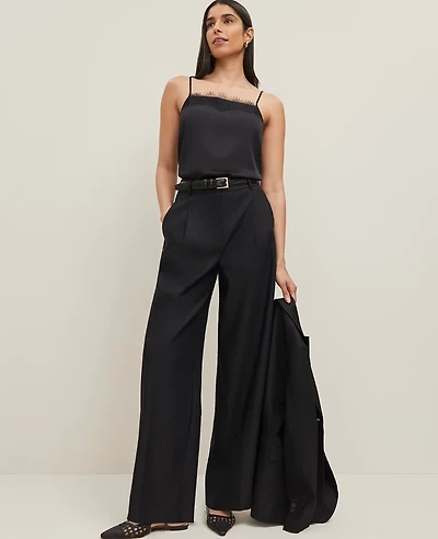 Ann Taylor The Wide Leg Pant in Linen Blend Size 12 Black Women's