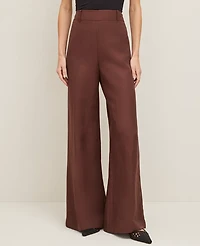 Ann Taylor The Statement Palazzo Pant in Linen Blend Size 14 Rich Walnut Women's