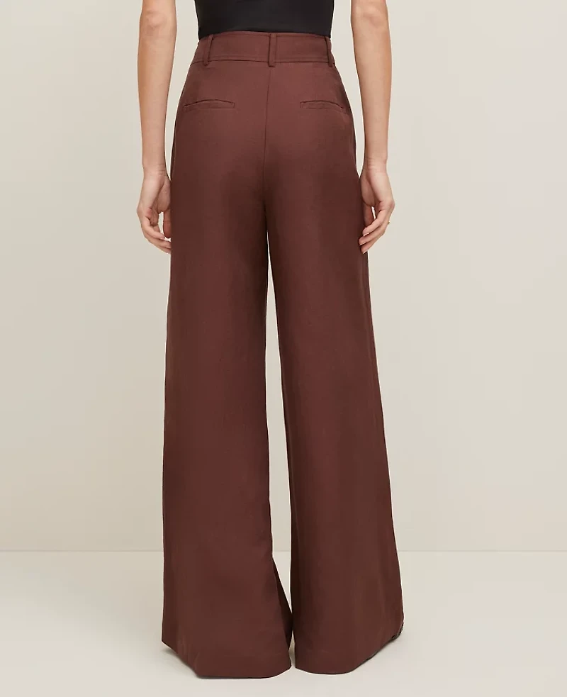 Ann Taylor The Statement Palazzo Pant in Linen Blend Size 14 Rich Walnut Women's