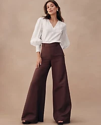Ann Taylor The Statement Palazzo Pant in Linen Blend Size 14 Rich Walnut Women's