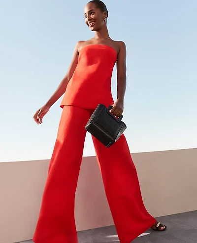Ann Taylor The Statement Palazzo Pant Linen Blend Fiery Red Women's