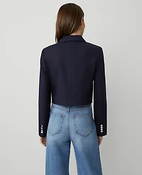 Ann Taylor Petite Cropped Double Breasted Blazer Night Sky Women's