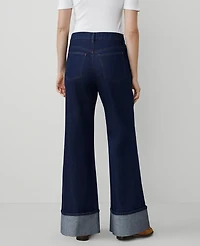 Ann Taylor The Petite Cuffed Palazzo Jean Size 8 Classic Rinse Wash Women's