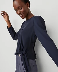 Ann Taylor Petite Wrap Blouse Size Medium Night Sky Women's