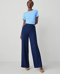 Ann Taylor The Petite Wide-Leg Sailor Pant in Texture Size 2 Royalty Blue Women's