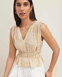 Ann Taylor Petaled Gathered Tie Top Sands Edge Women's