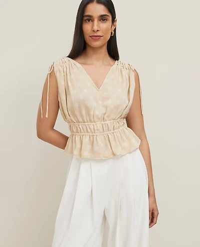 Ann Taylor Petaled Gathered Tie Top Sands Edge Women's