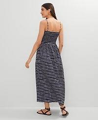 Ann Taylor Weekend Collection Striped Flare Dress Night Sky Women's