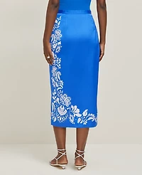 Ann Taylor Satin Midi Wrap Skirt B Power Blue Women's