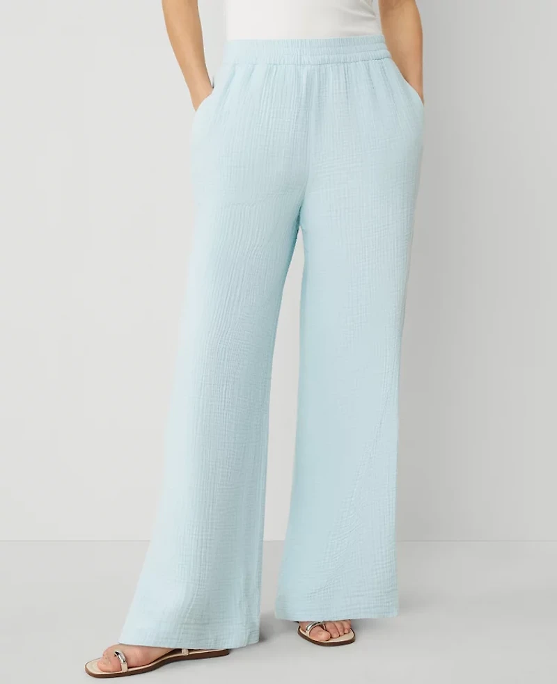 Ann Taylor The Pull-On Wide Leg Pant Triple Cloth Women's