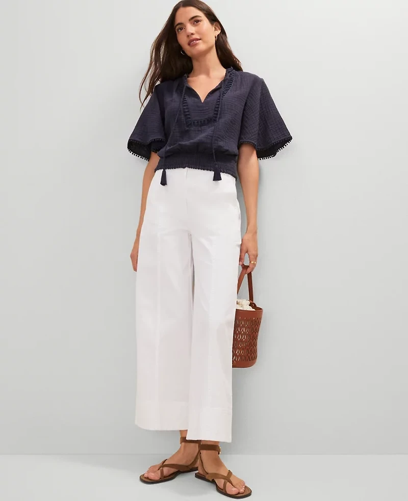 Ann Taylor Weekend Collection Wide-Leg Ankle Pant Size 12 White Women's