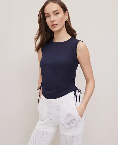 Ann Taylor Weekend Collection Side-Tie Tank Top Night Sky Women's