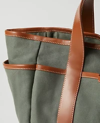 Ann Taylor Weekend Collection Garden Canvas Tote Bag Topiary Green Women's