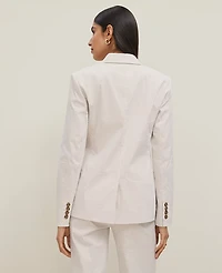 Ann Taylor The Long Notched Two Button Blazer Seersucker Cappuccino Tan Women's