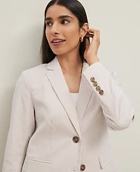 Ann Taylor The Long Notched Two Button Blazer Seersucker Cappuccino Tan Women's